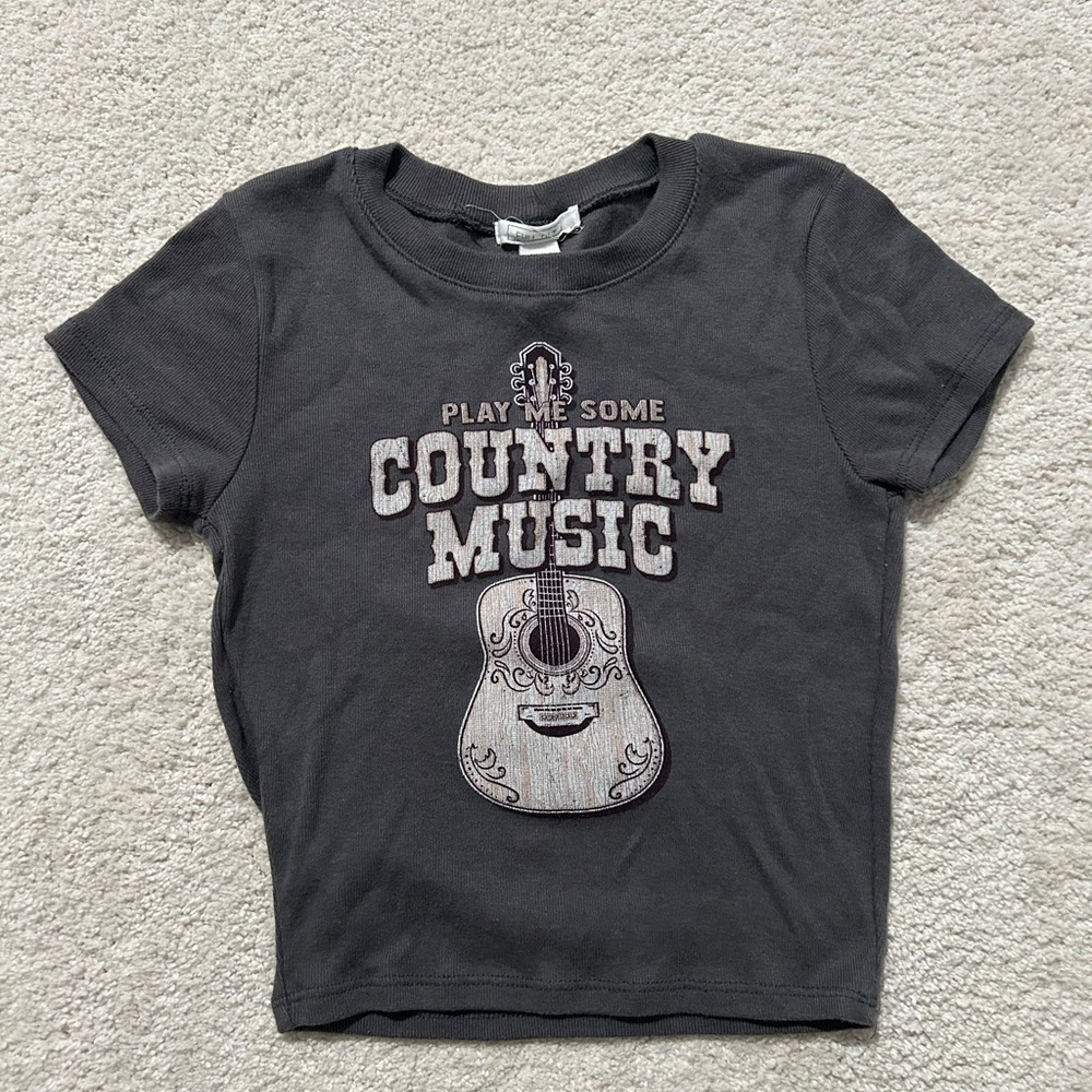Gray county graphic crop top